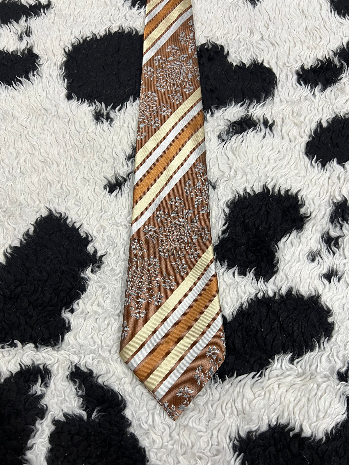 Brown Embroidered Tie