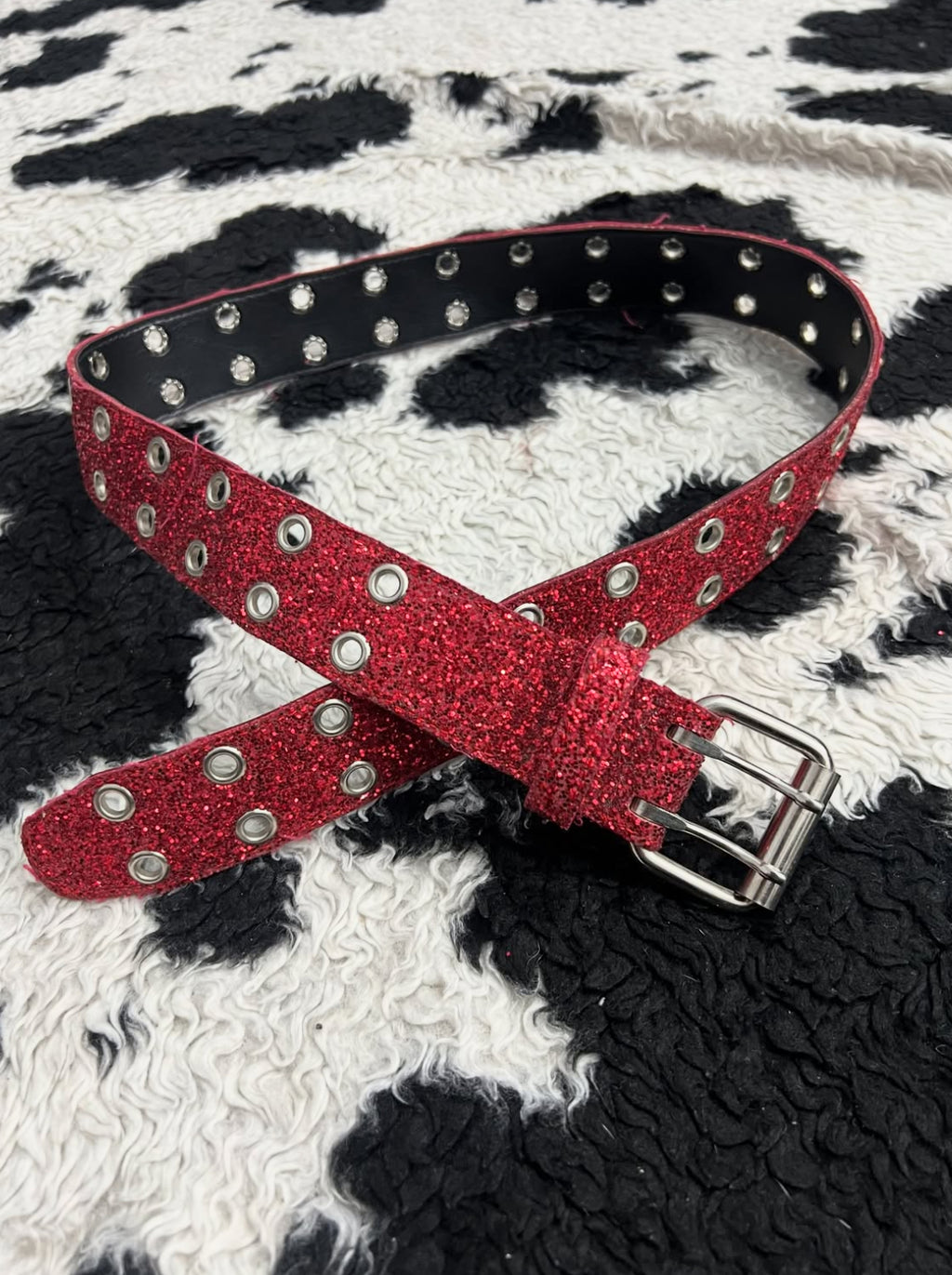 Glitter Red Double-Hole Belt