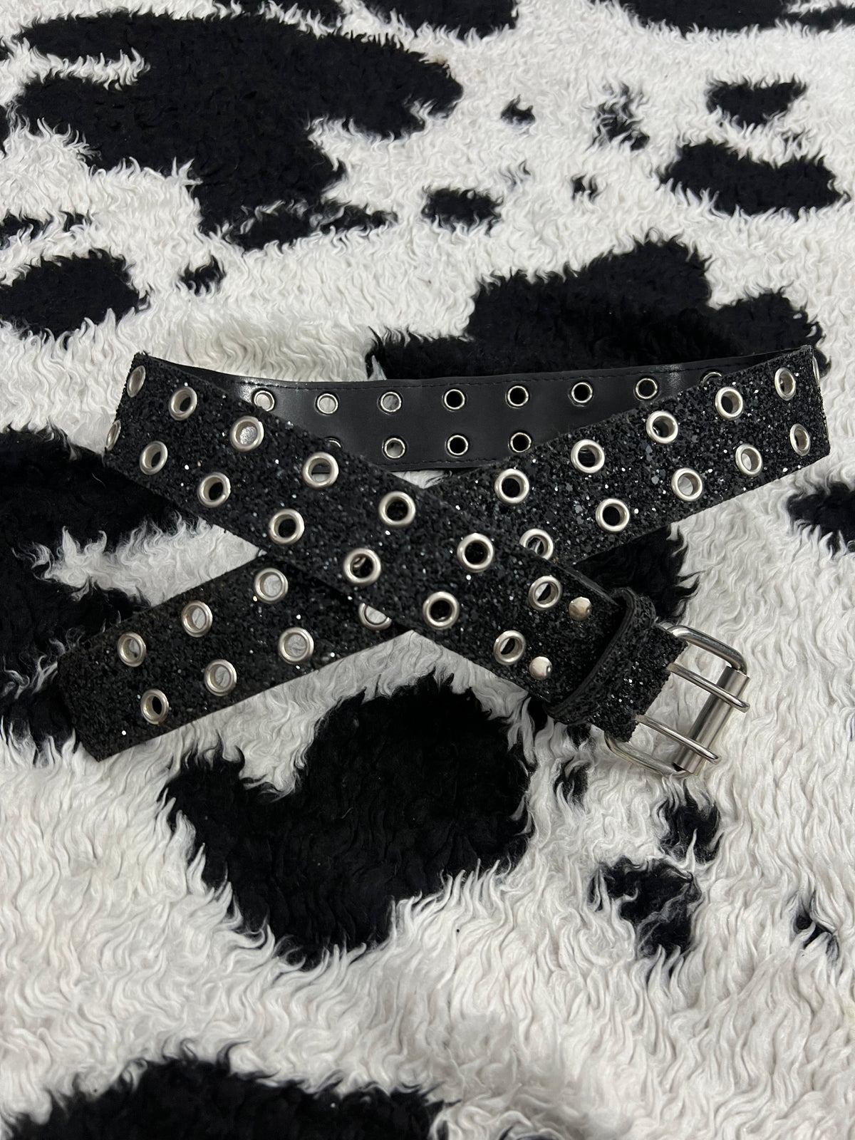 Glitter Black Double Hole Belt