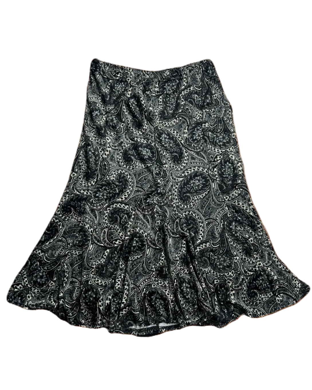 Floral Paisley Velvet Long Skirt
