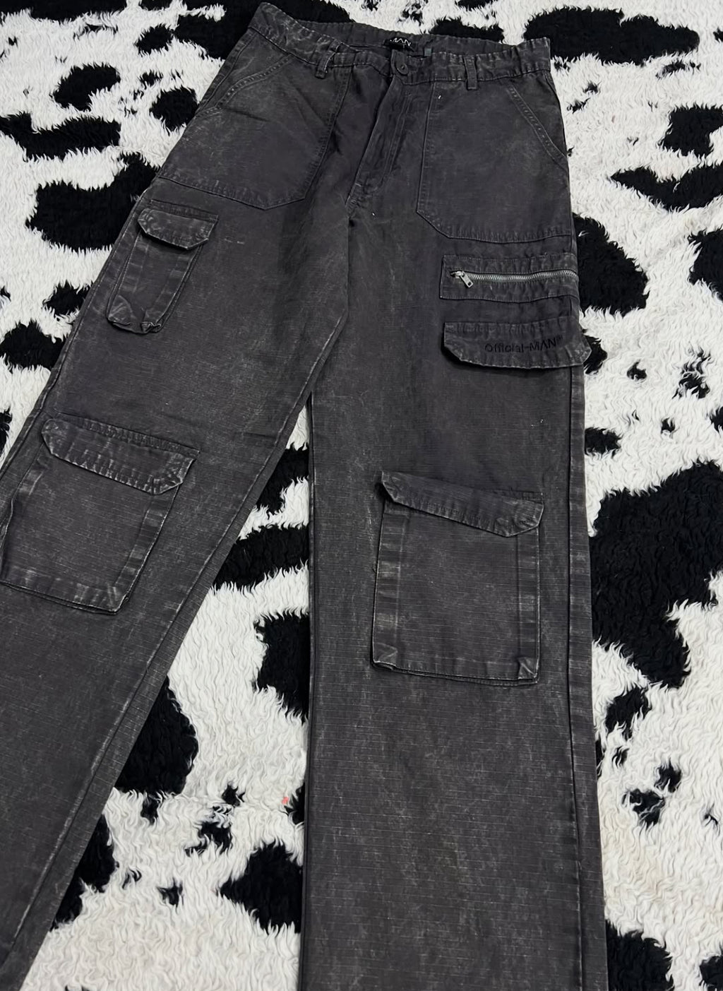 Vintage-Style Washed Brown Cargo Pants (Waist 32)