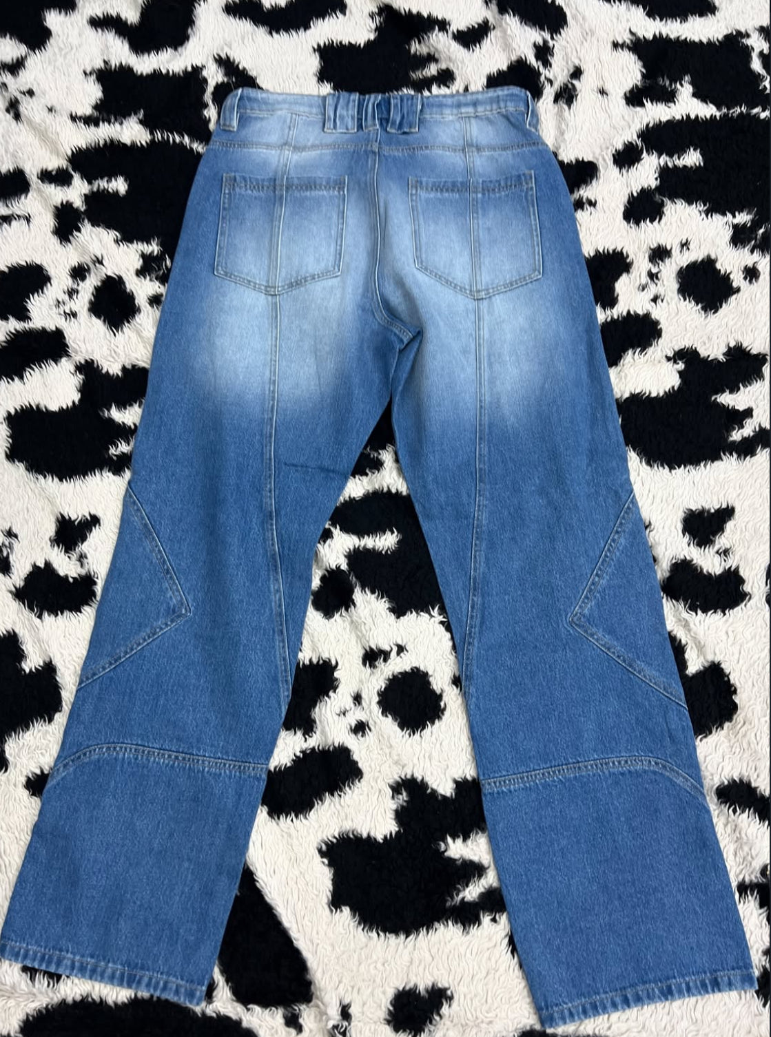 Double-Shaded Blue Detailed Denims (Waist 32)