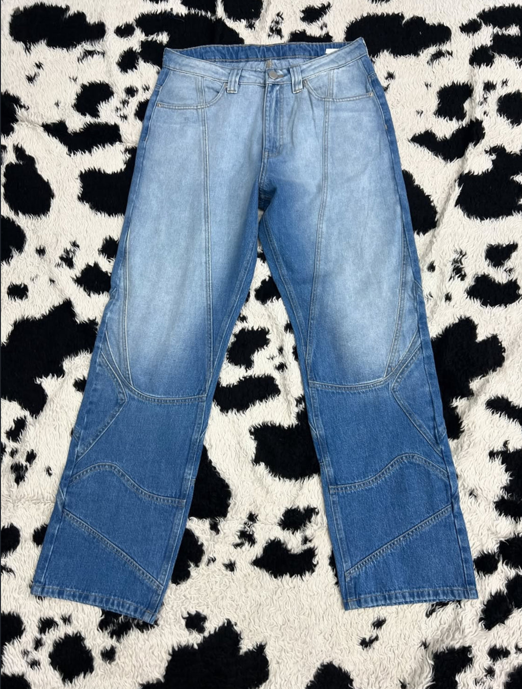 Double-Shaded Blue Detailed Denims (Waist 32)