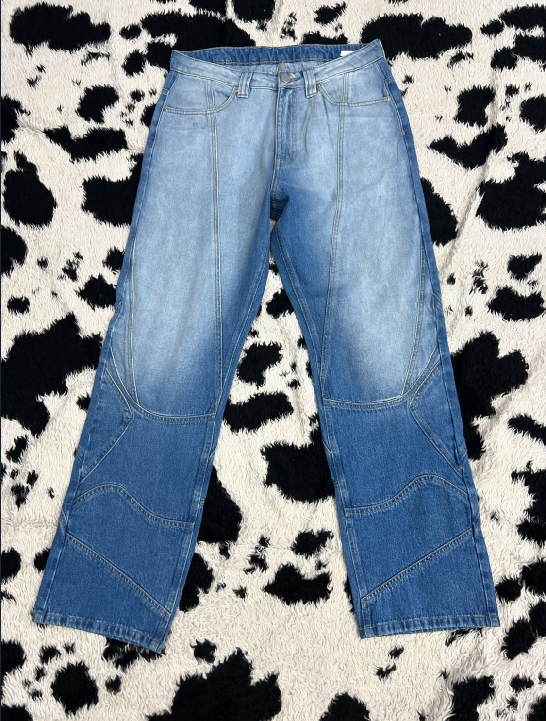 Double-Shaded Blue Detailed Denims (Waist 32)