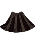 Brown Pleated Knee-Length Velvet Skirt