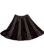 Brown Pleated Knee-Length Velvet Skirt