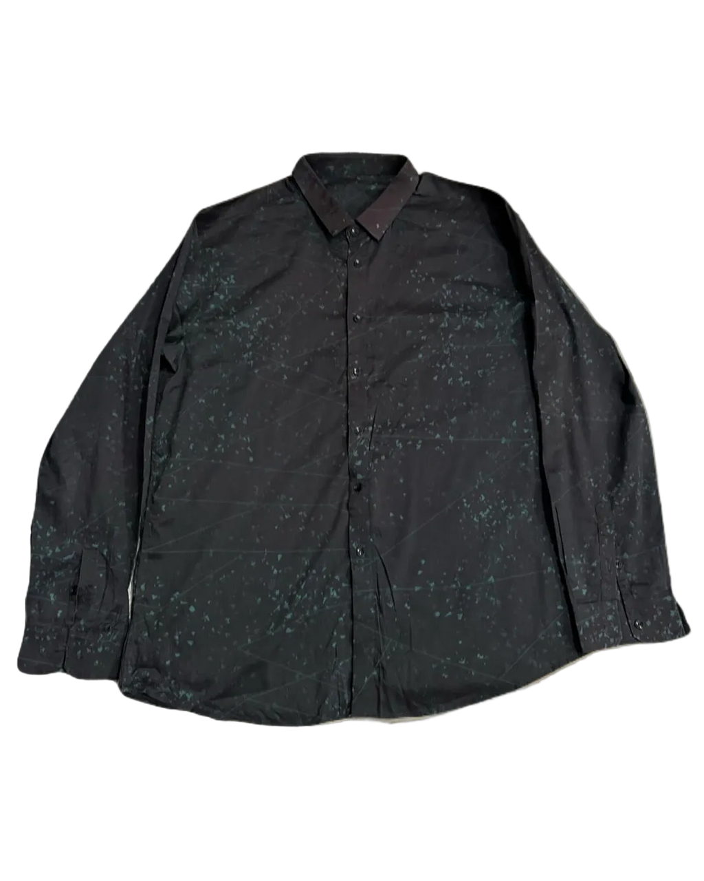 Green Splatter Black Buttonup