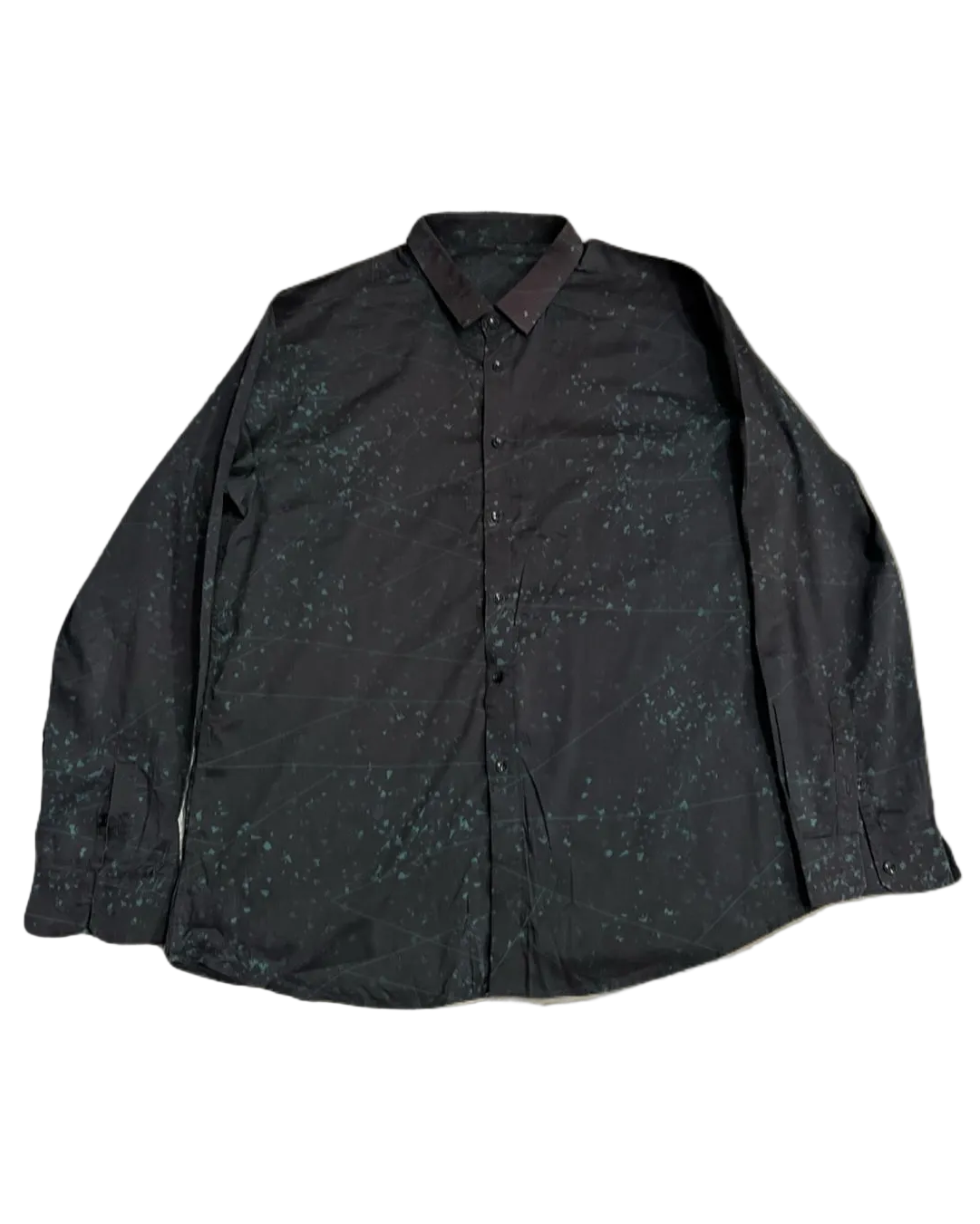 Green Splatter Black Buttonup