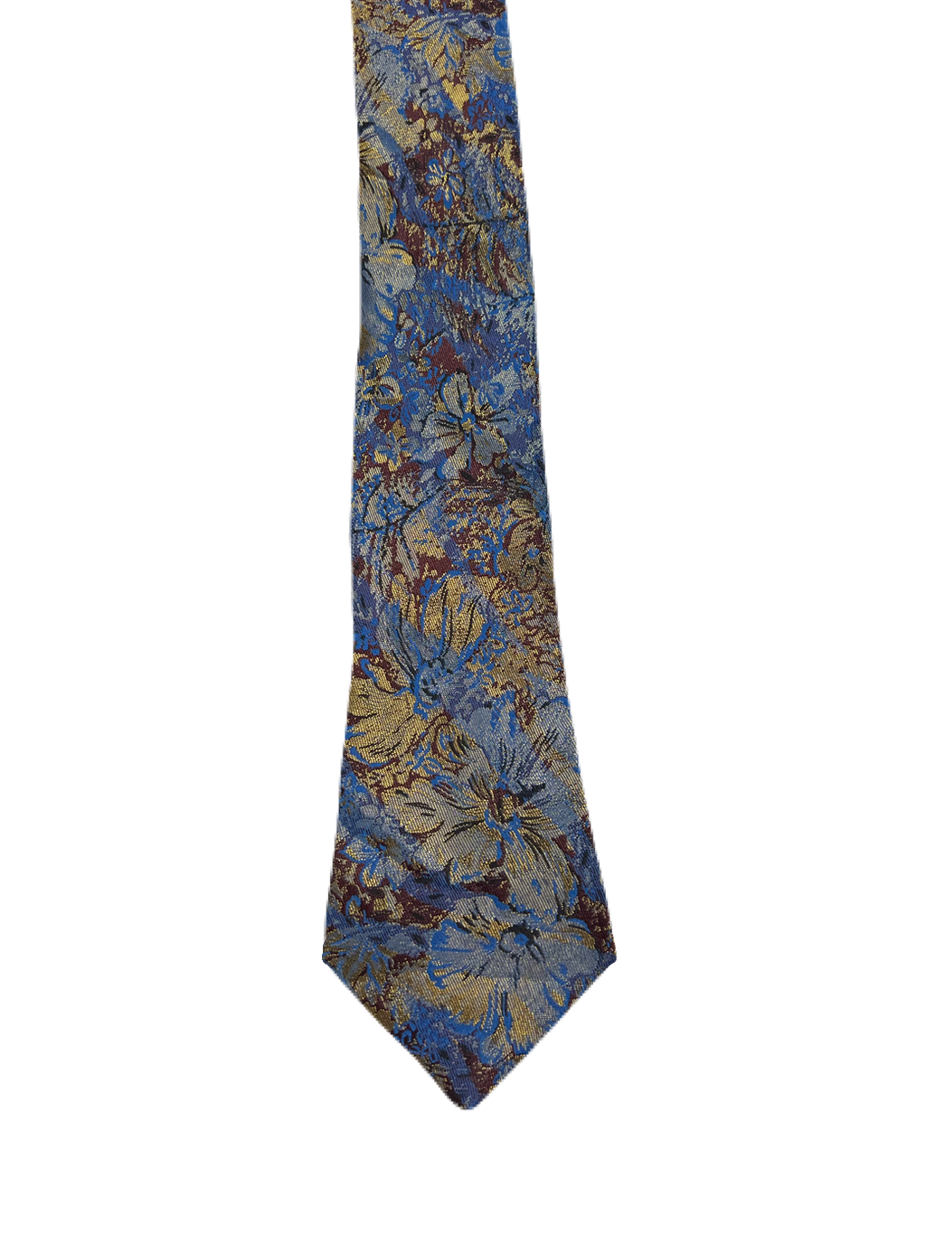 Gilt Edge Blue & Brown Floral Narrow Embroidered Tie