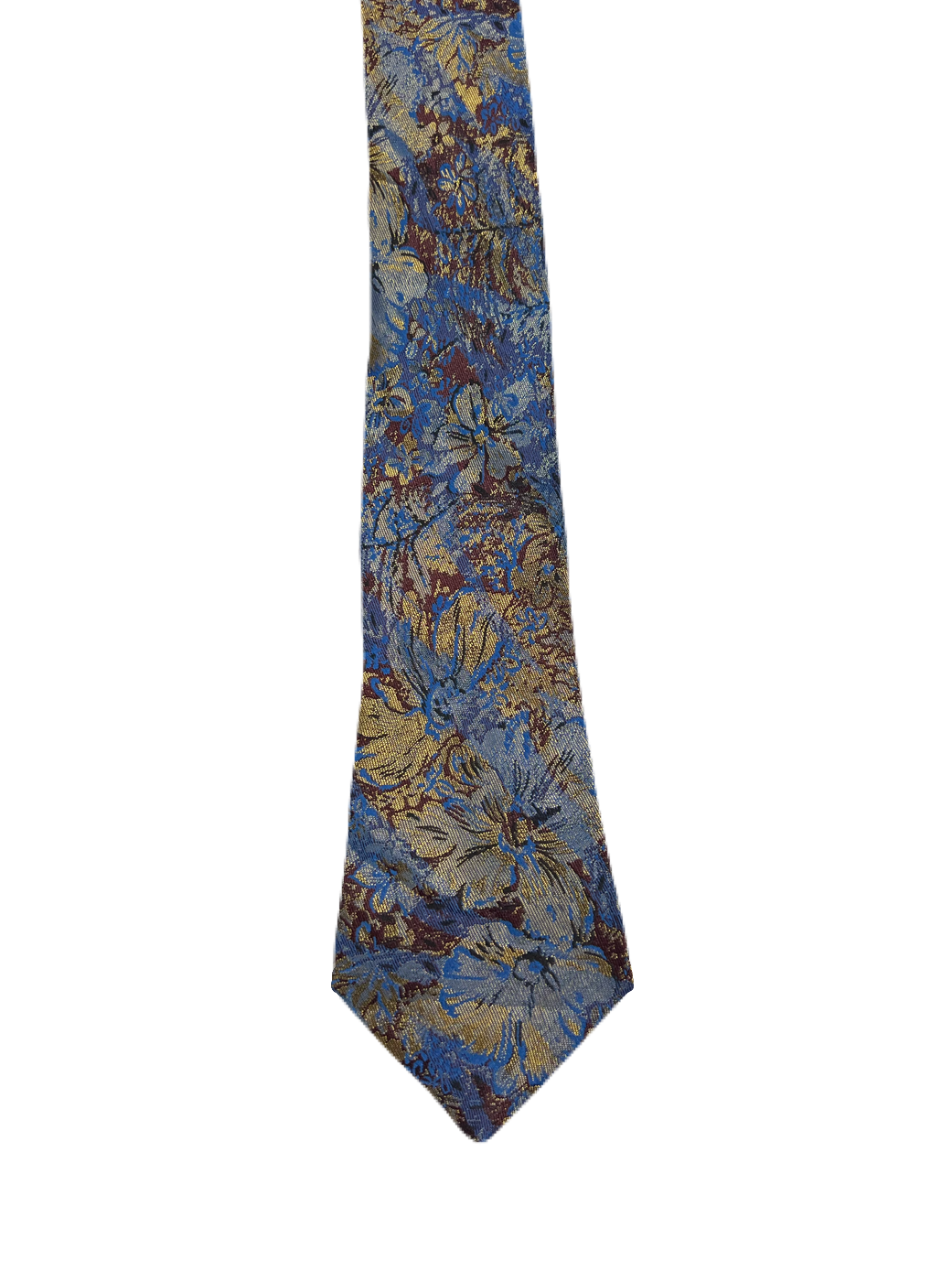 Gilt Edge Blue & Brown Floral Narrow Embroidered Tie