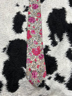 White & Pink Floral Tie