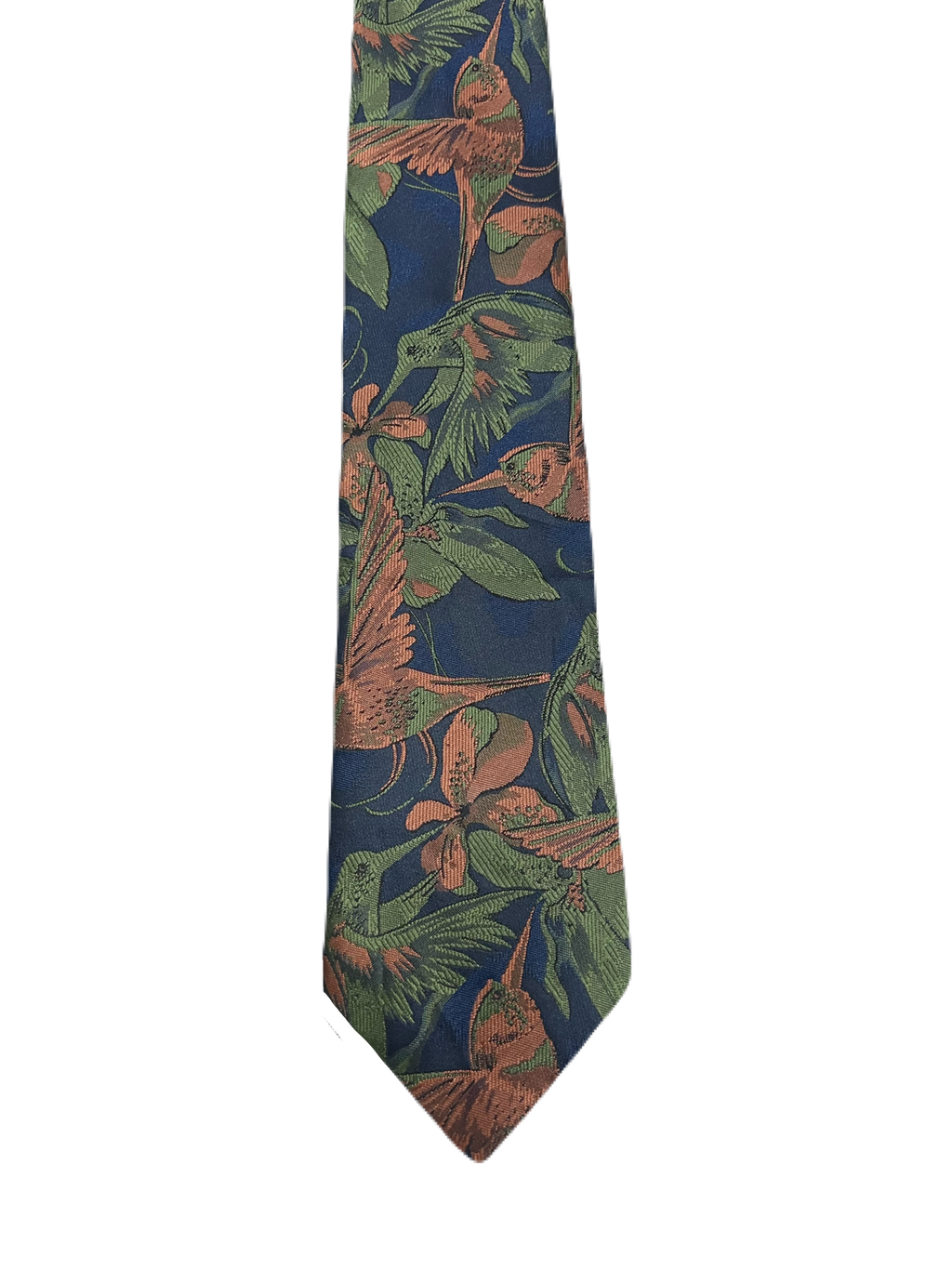 Fully Embroidered Hummingbird Tie
