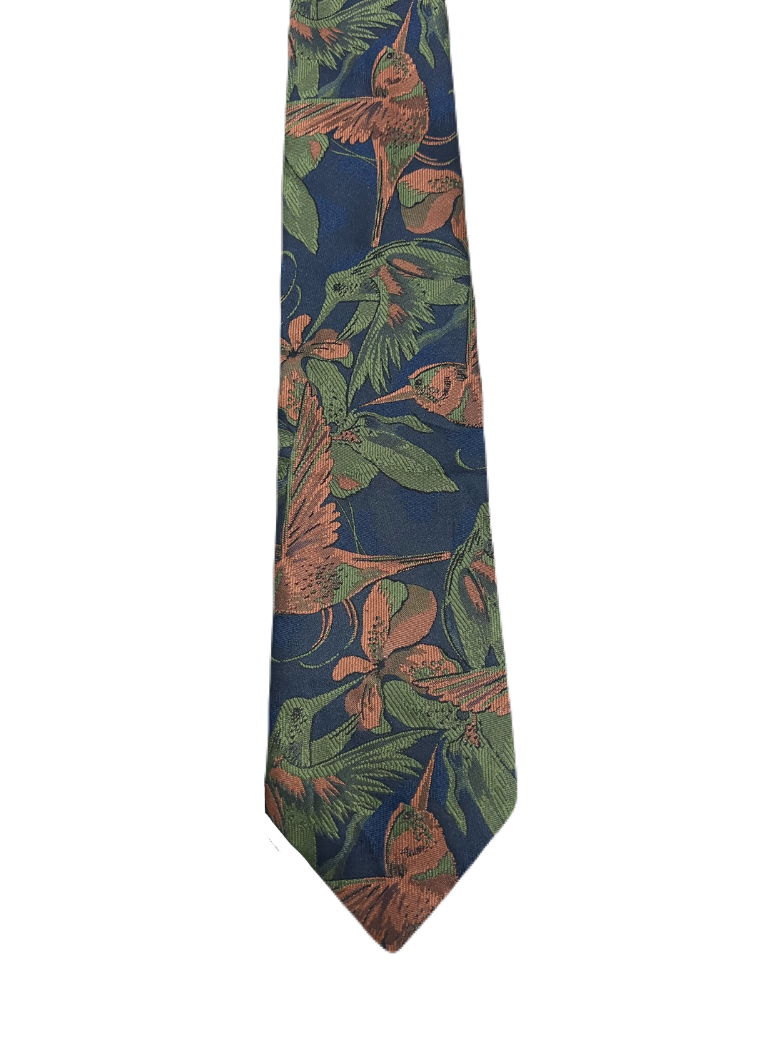 Fully Embroidered Hummingbird Tie