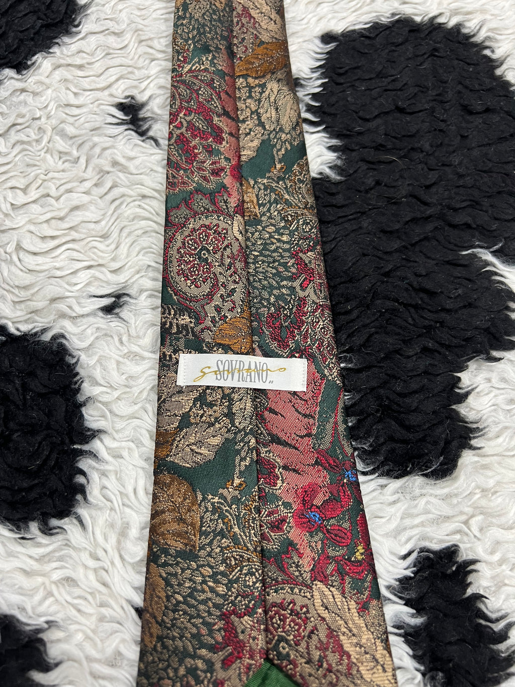 SOVRANO Green Fully Embroidered Tie
