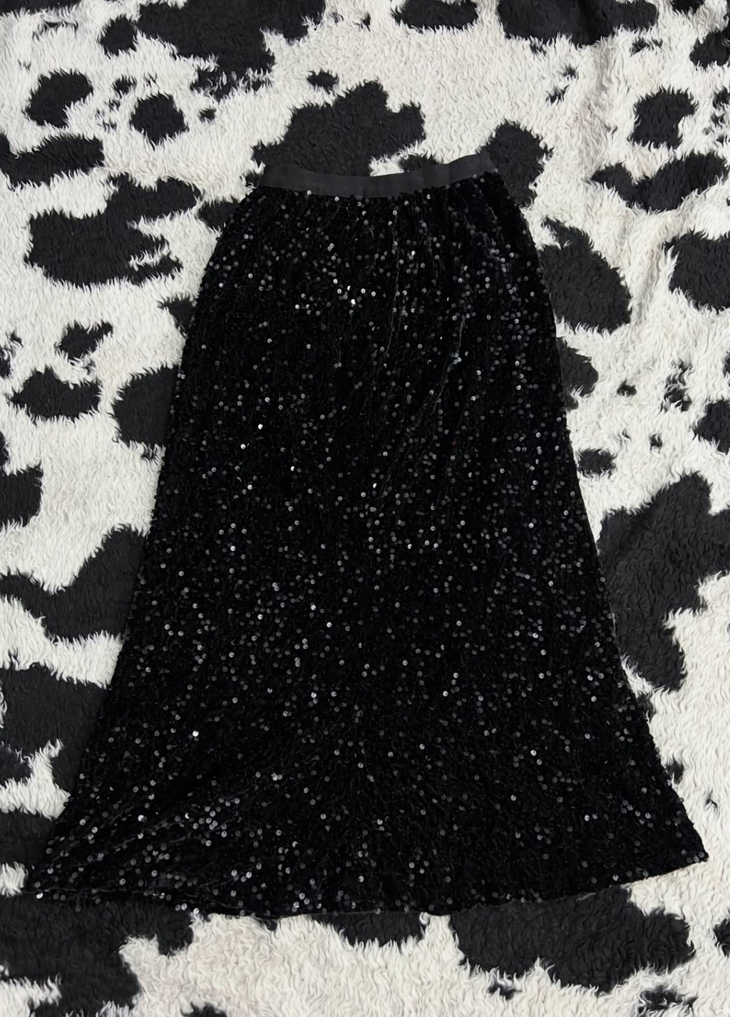 Black Sequins Long Skirt