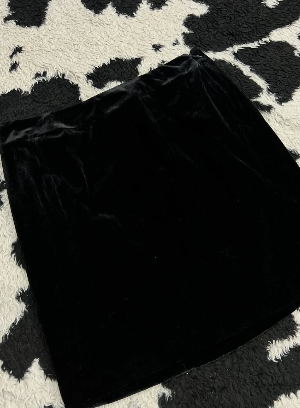 Straight Fit Black Velvet Skirt