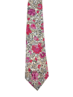 White & Pink Floral Tie