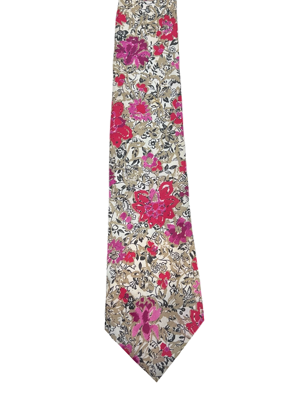 White & Pink Floral Tie