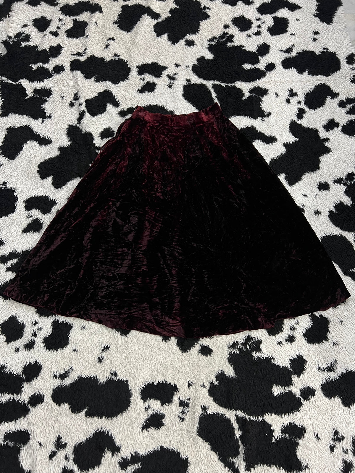 Blood Red Velvet Long Skirt