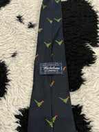 Blue Embroidered Pheasants Tie