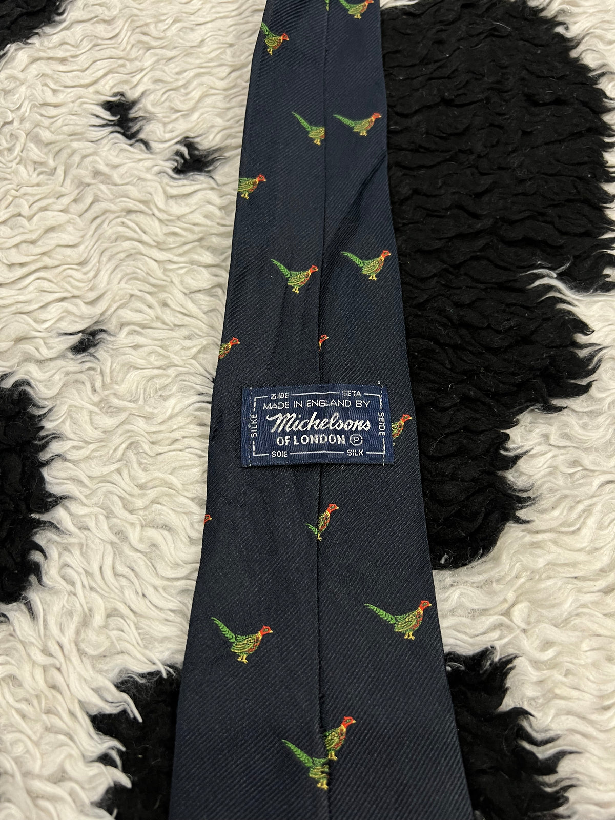 Blue Embroidered Pheasants Tie