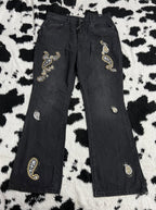 Paisley Patchwork Black Denims (Waist 36)