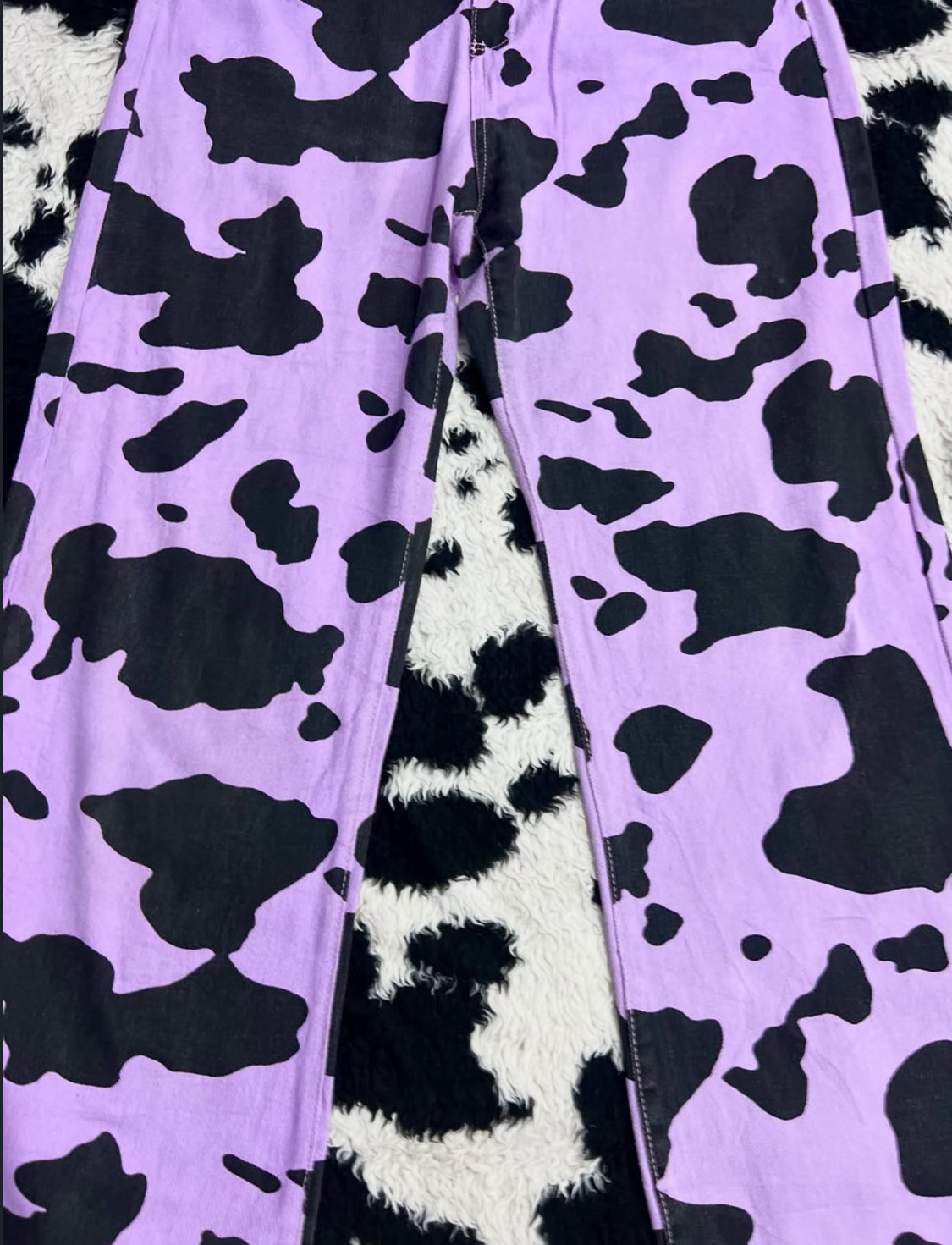 Purple Cow-Print Denims (Waist 32)