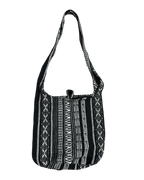 Black & White Woven Boho Shoulder Bag