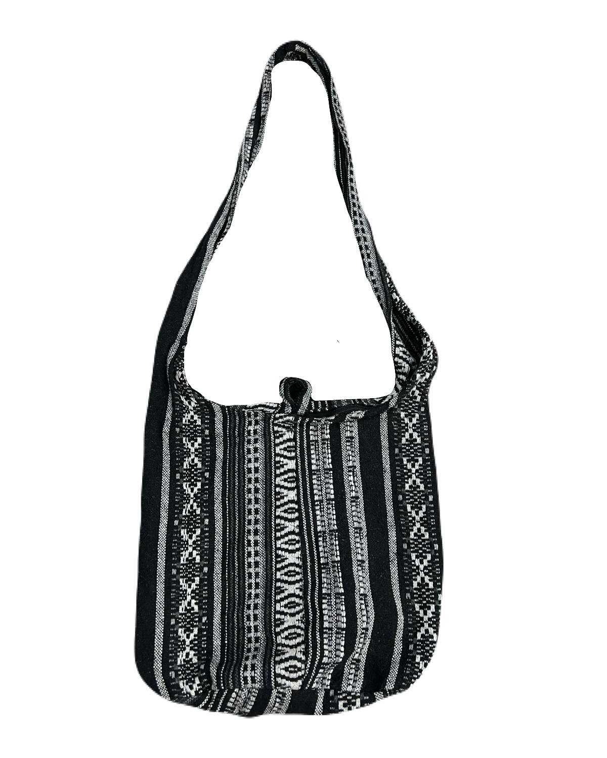 Black & White Woven Boho Shoulder Bag