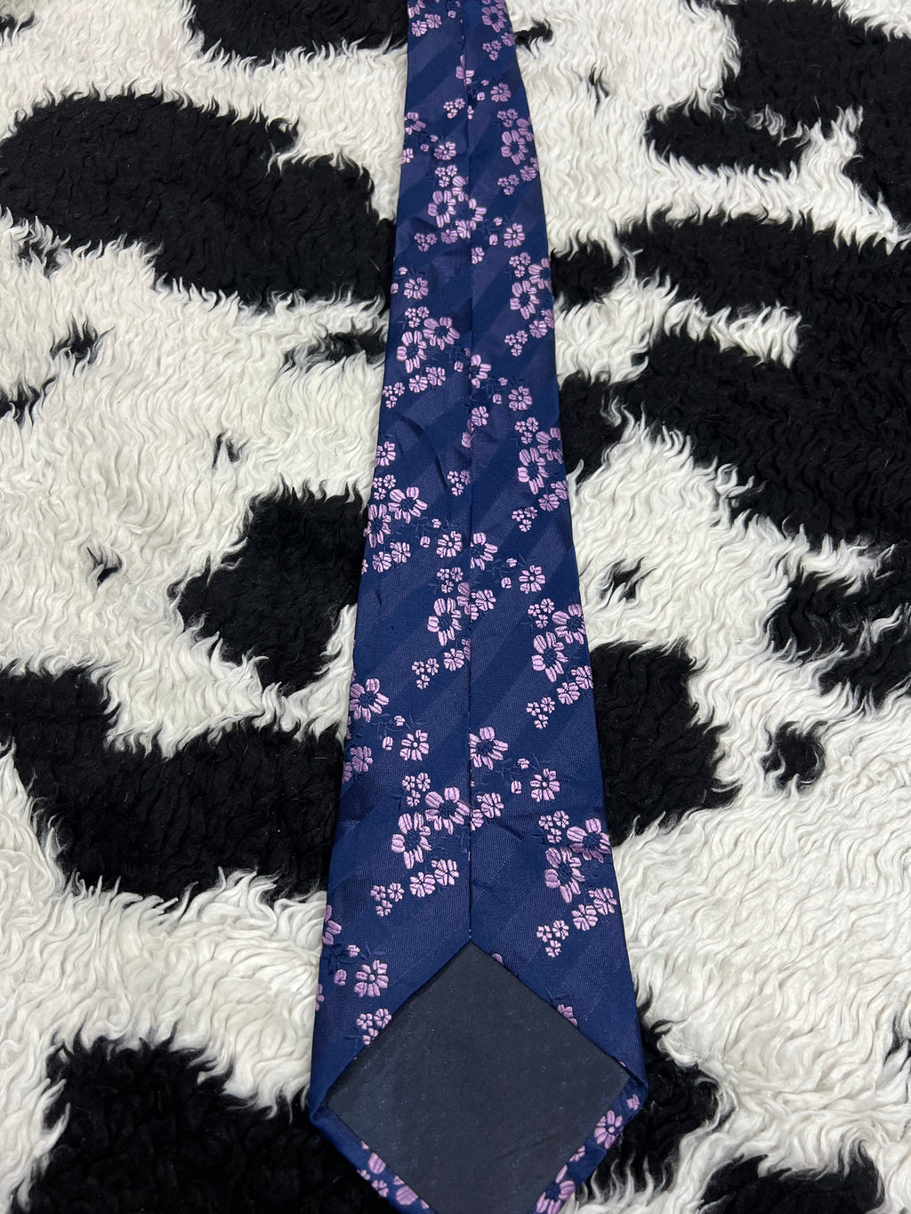 Blue & Pink Floral Embroidered Tie