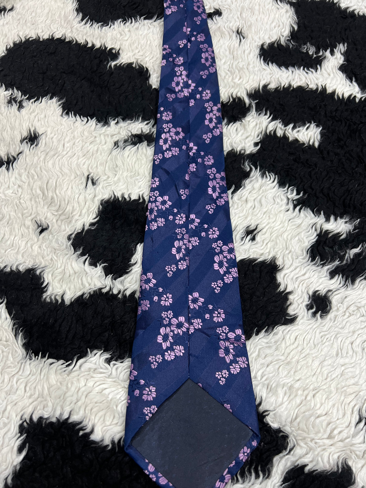 Blue & Pink Floral Embroidered Tie