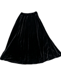 Black Pleated Velvet Long Skirt