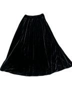 Black Pleated Velvet Long Skirt