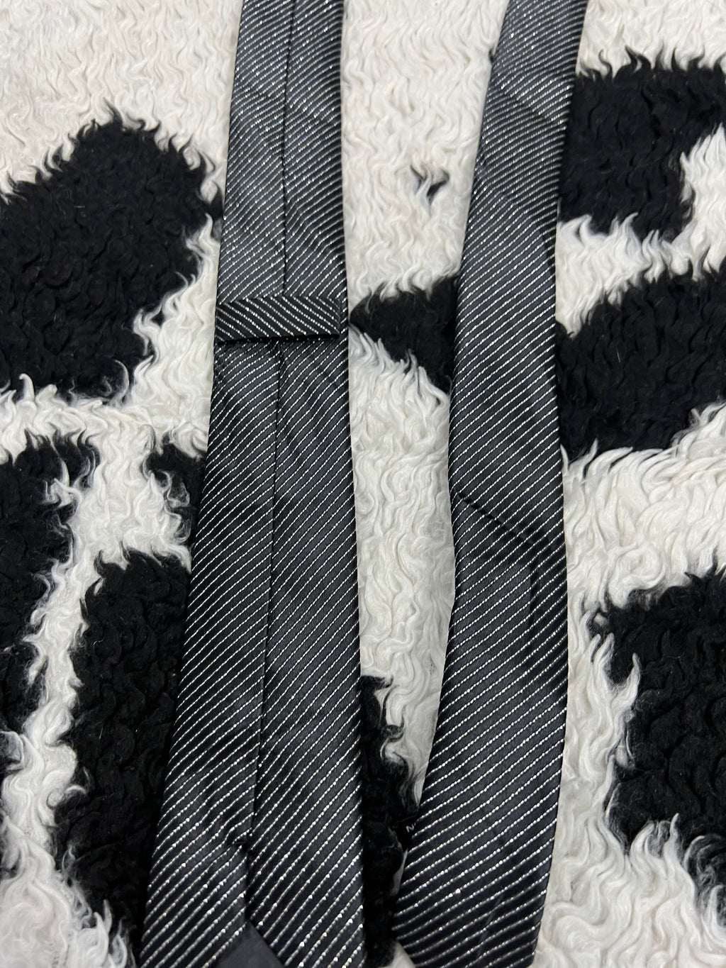 Black & Silver Lined Narrow Tie