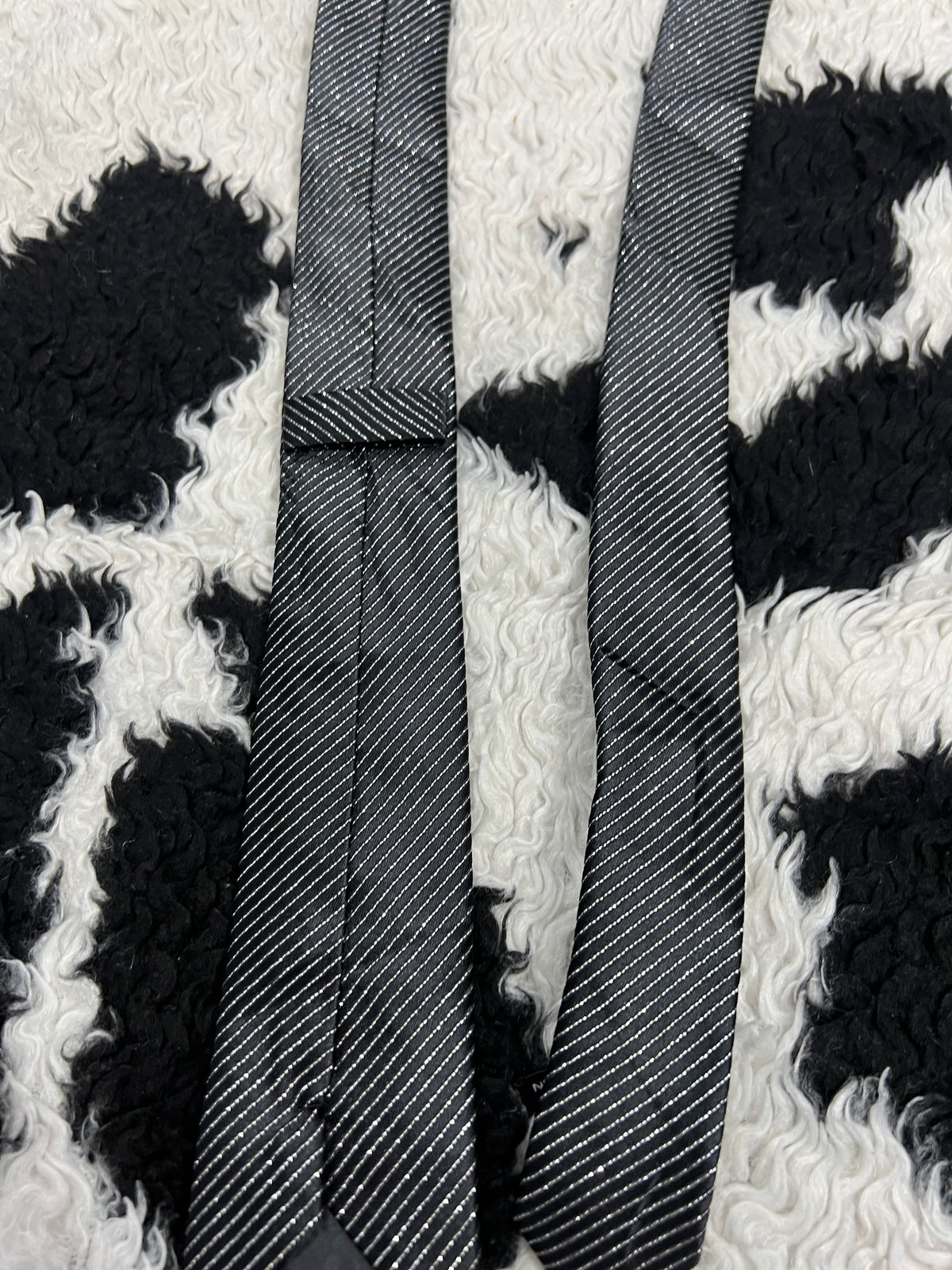Black & Silver Lined Narrow Tie