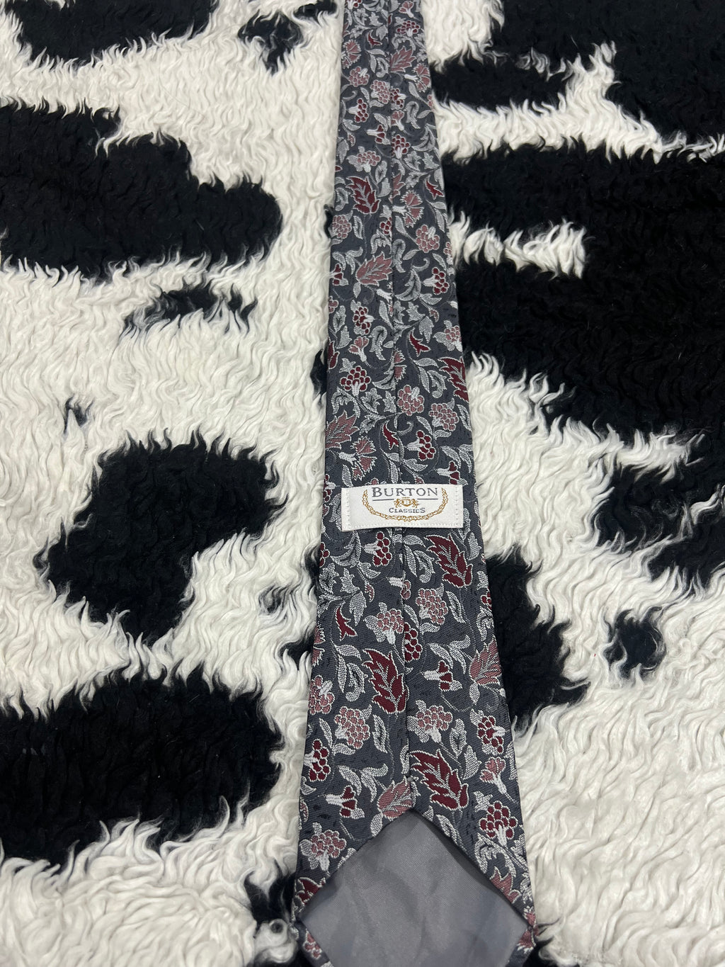 Grey Fully Embroidered Floral Tie