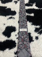 Grey Fully Embroidered Floral Tie