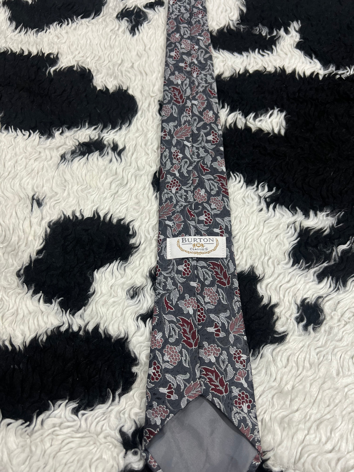 Grey Fully Embroidered Floral Tie
