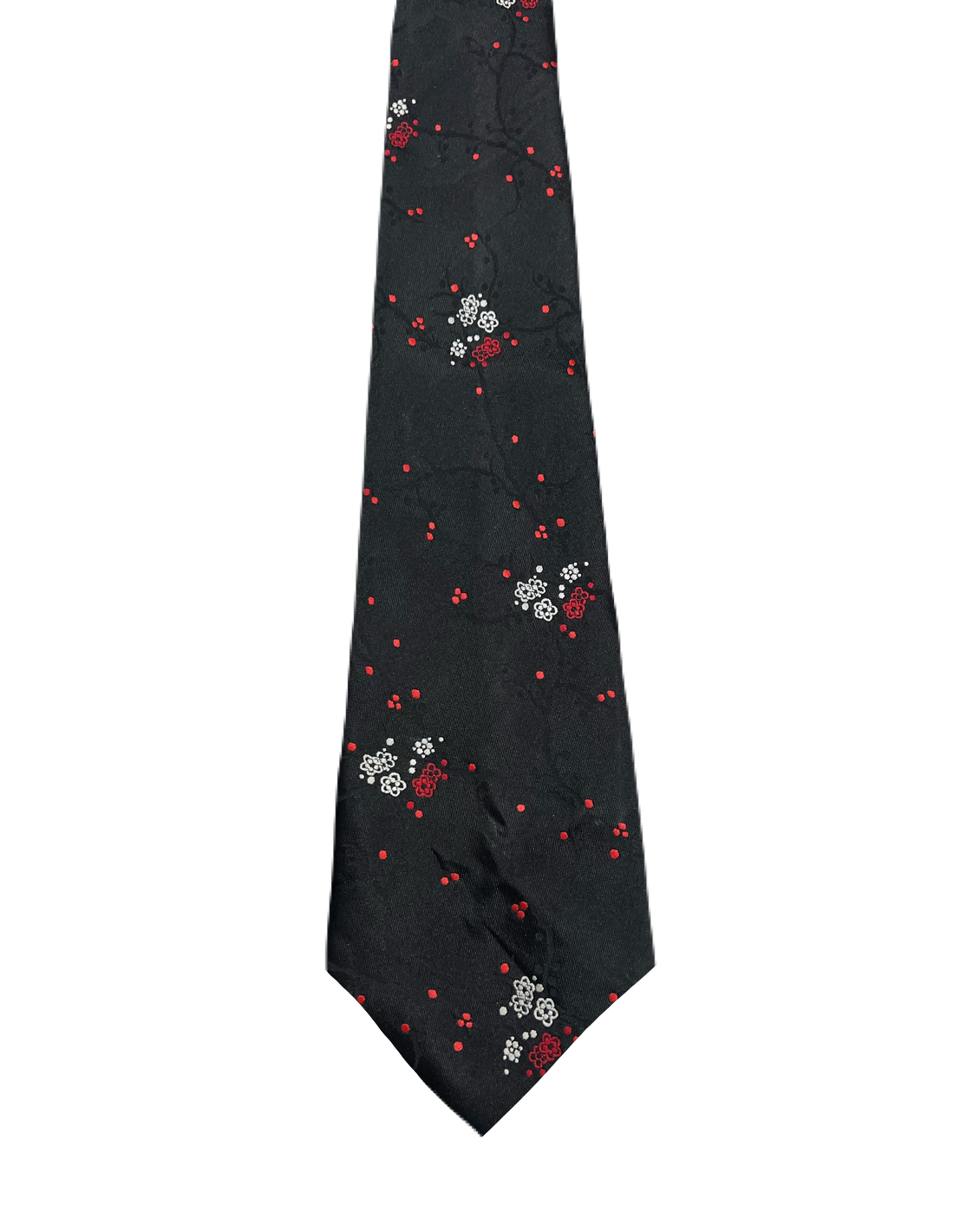Black Cherry Blossoms Embroidered Tie