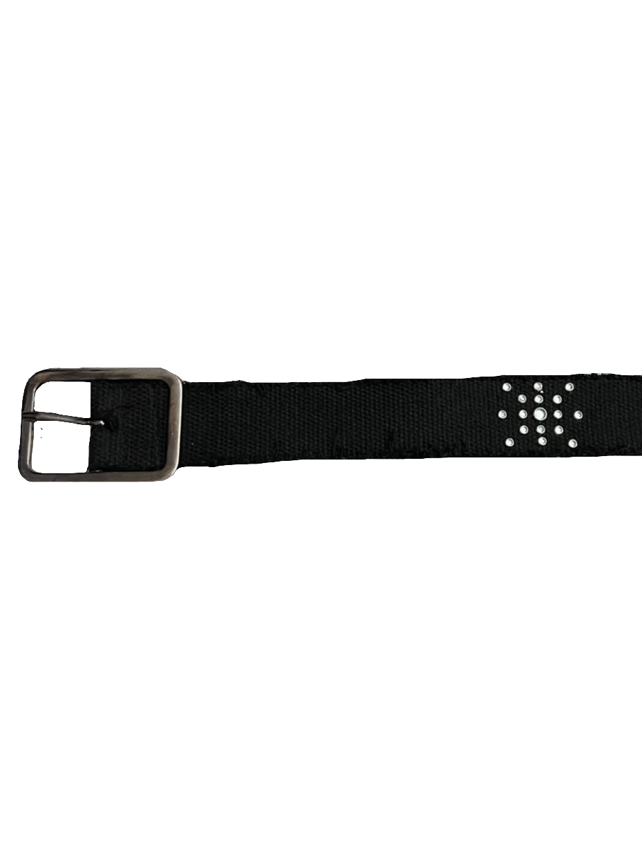 Black Studded Fabric Belt