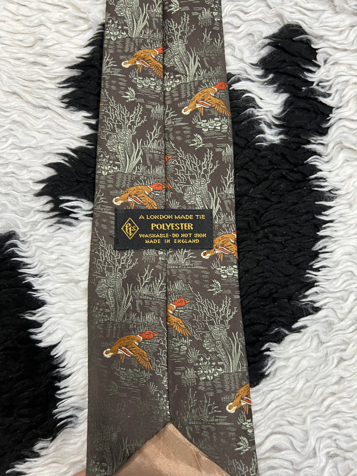 Fully Embroidered Flying Mallards Tie