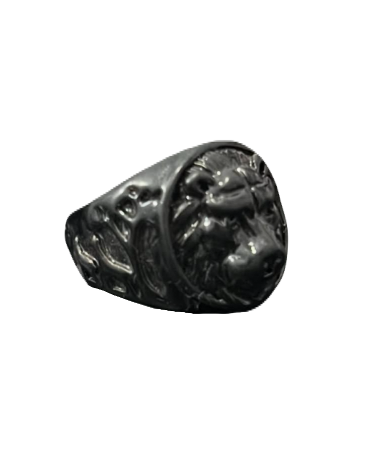 Circular Lion Black Ring