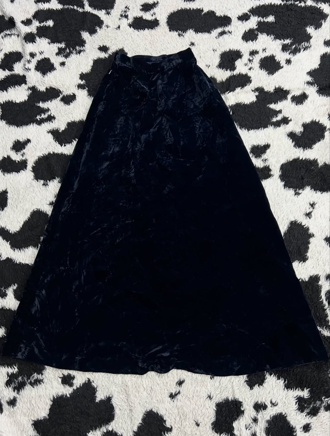 Midnight Blue Velvet Long Skirt
