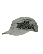 Grey Floral Bedazzled Cap