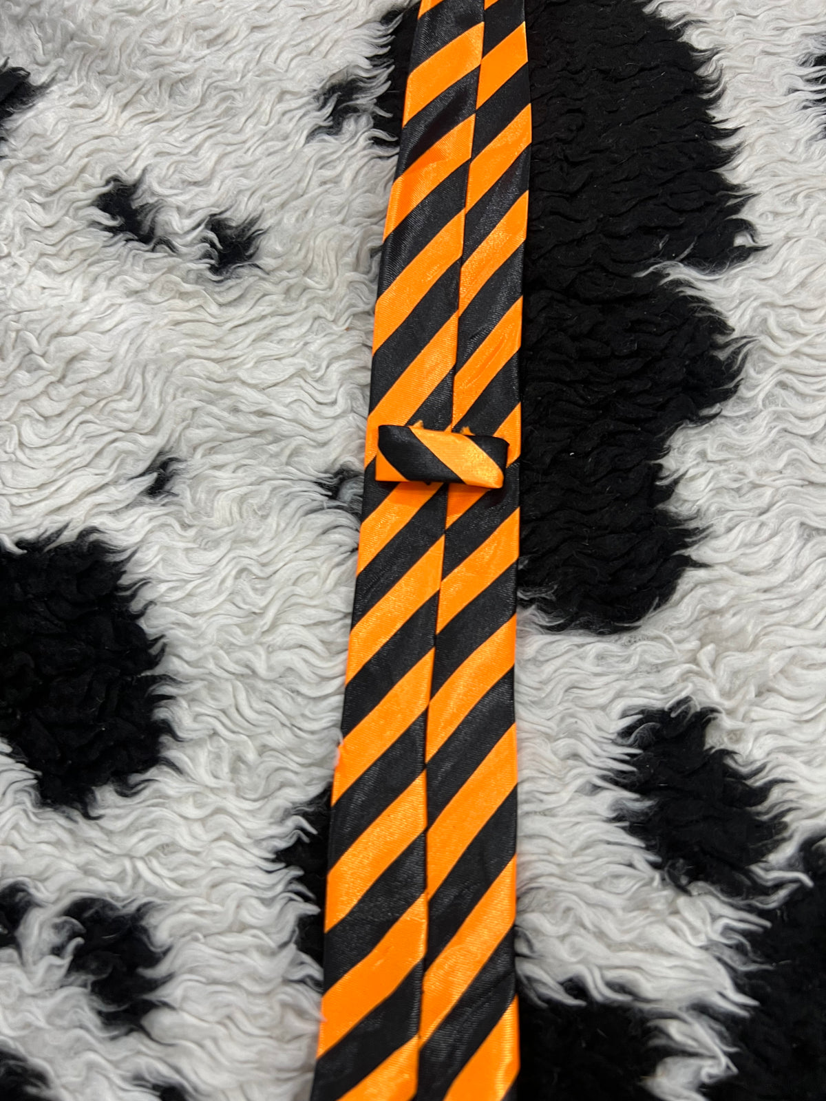 Orange & Black Striped Narrow Tie
