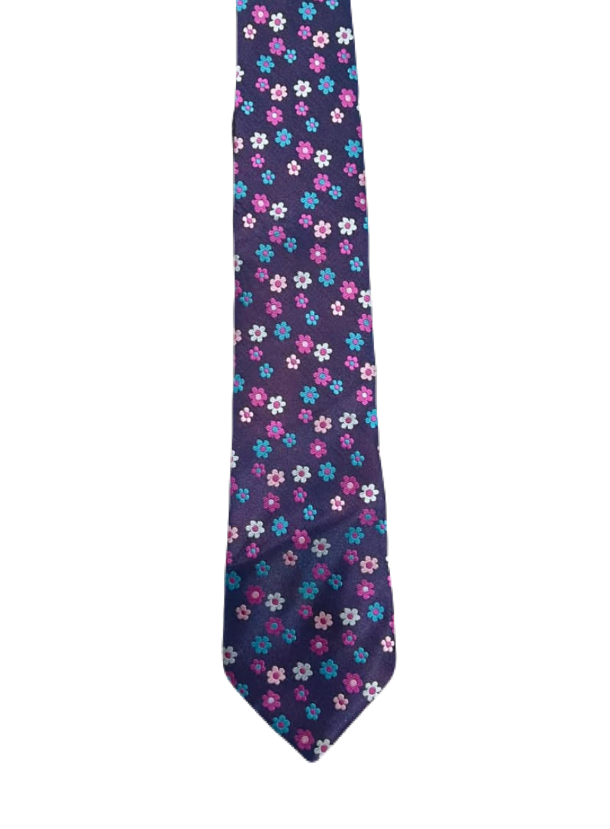 Double TWO Purple Floral Tie