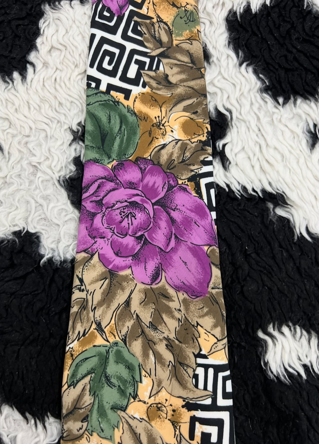 Purple Flowers Graphic Tie