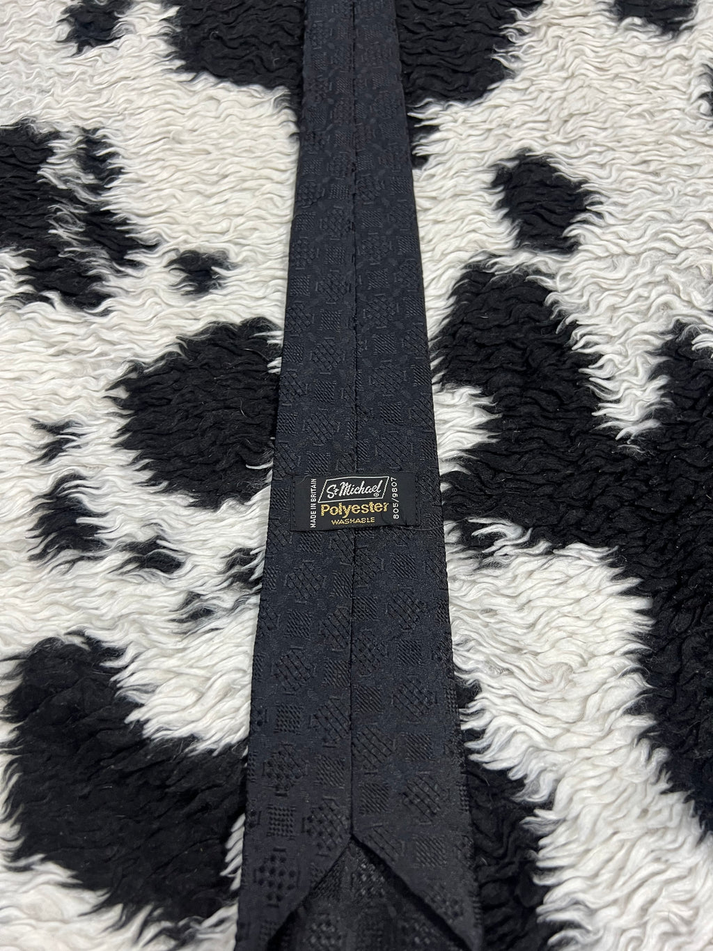 St. Micheal Embroidered Black Tie