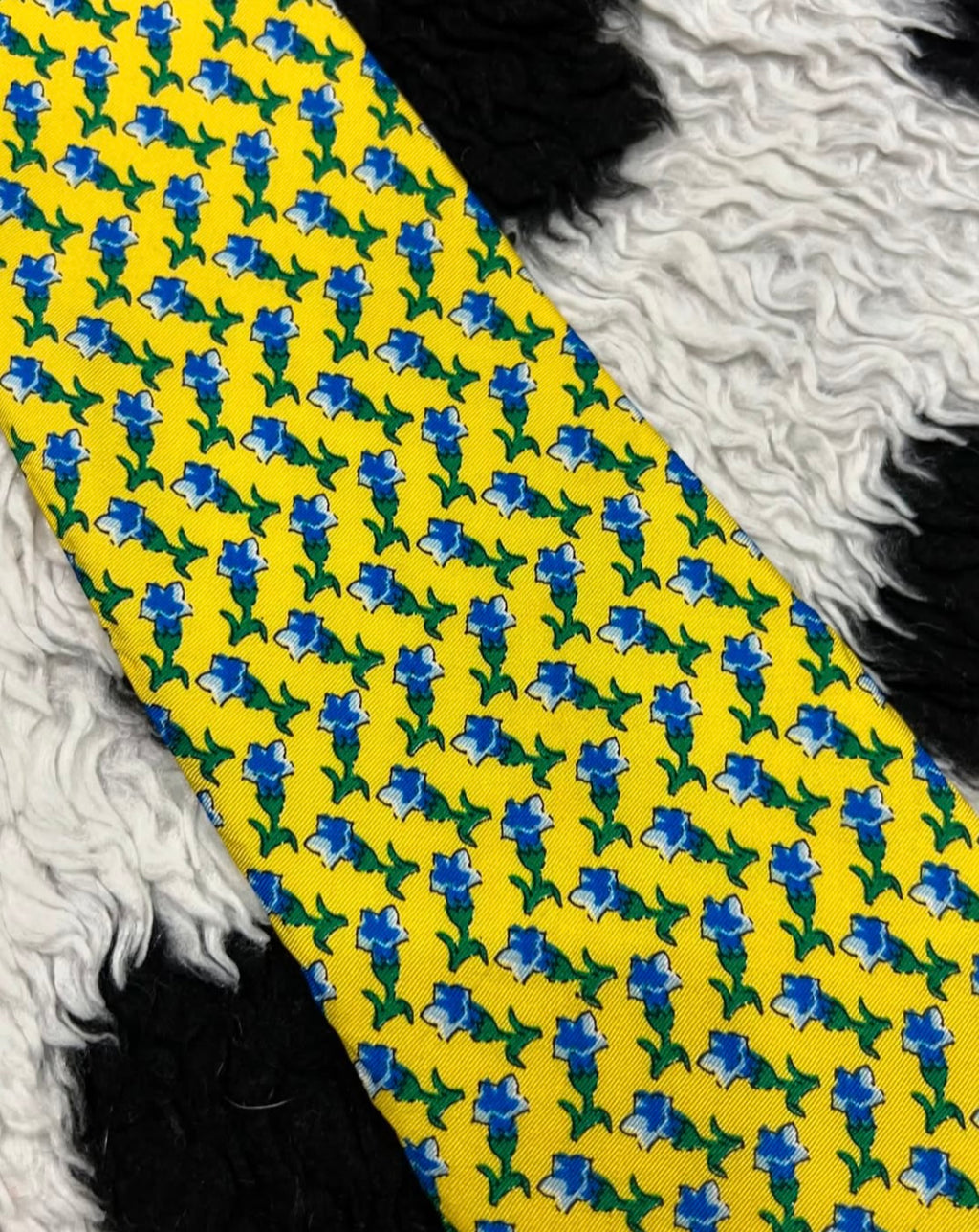 Yellow Blue Floral Tie