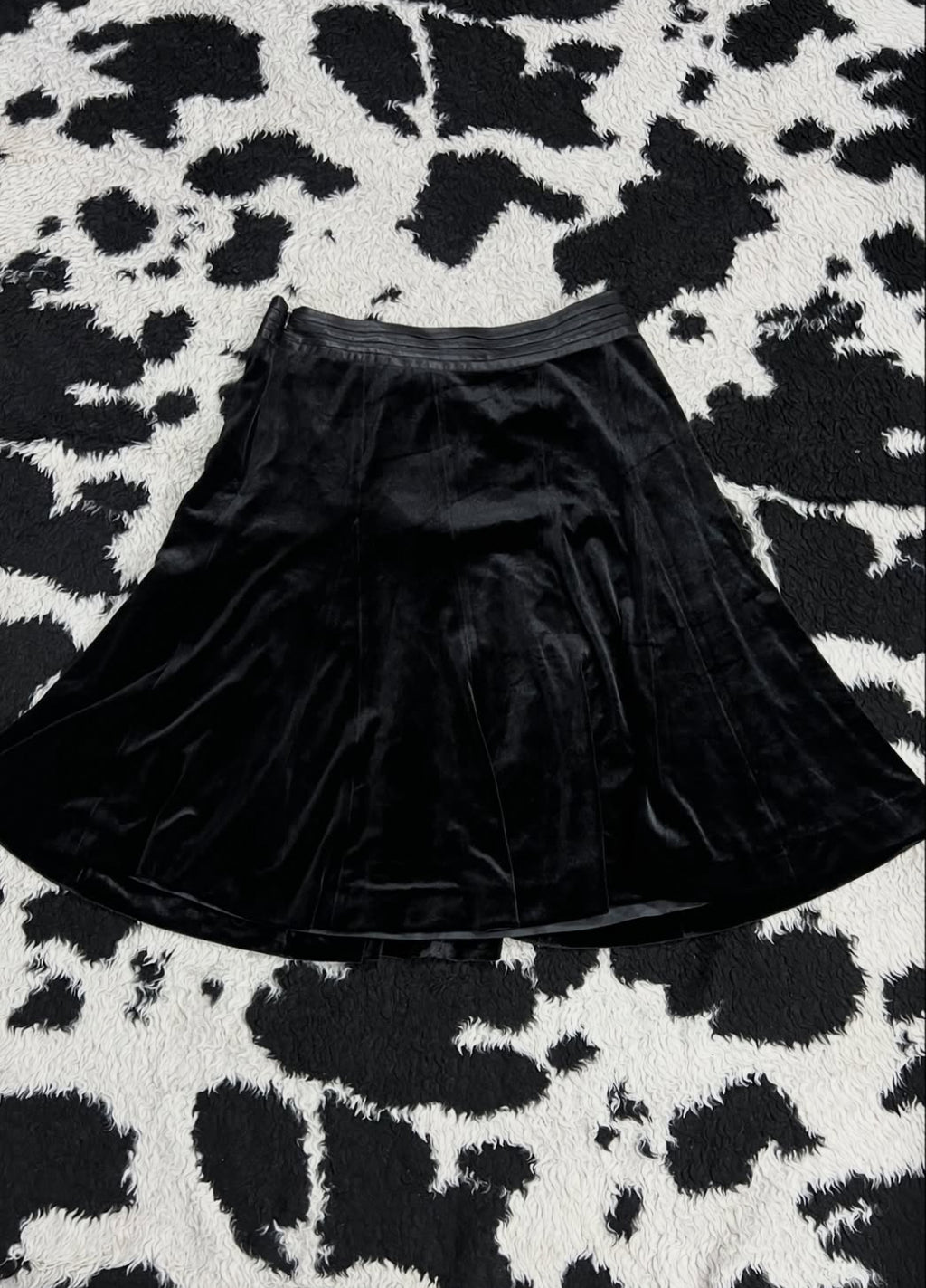 Knee Length Black Velvet Skirt